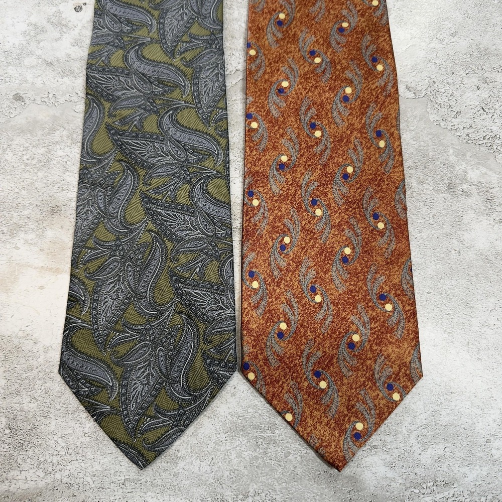 Joseph Abboud Tie Lot Silk Mens Made in Italy Paisley Necktie Classic Set‎ of 2
